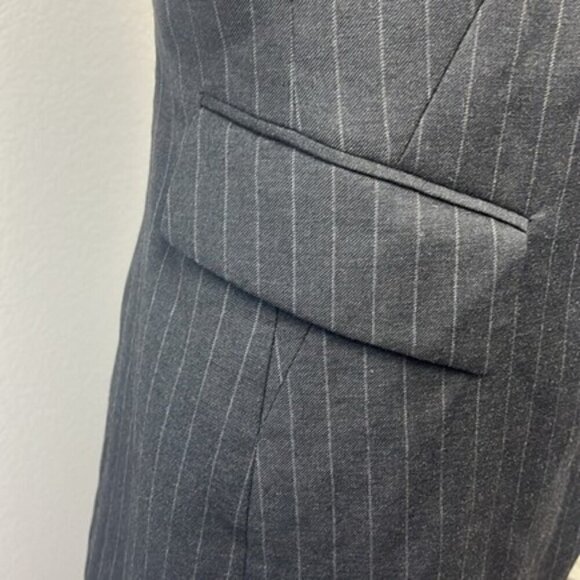 Lafayette 148 NY Wool Blazer Charcoal Pinstripe Single Button Pocketed Jacket 8 - Picture 7 of 14